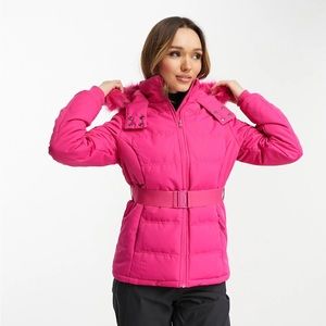 Designer pink ski puffer, never before worn